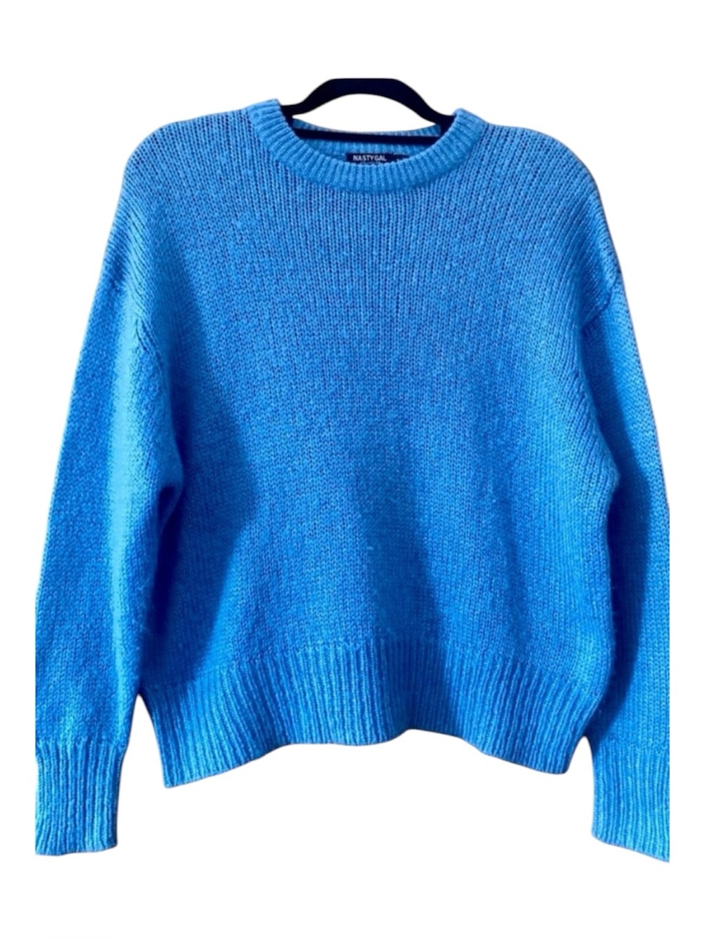 Nasty Gal Periwinkle Blue Chunky Knit Oversized Crewneck Sweater Slouchy S